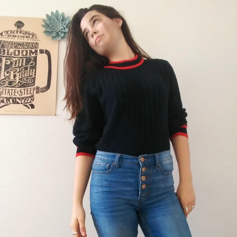 Vintage Black Ringer Sweater